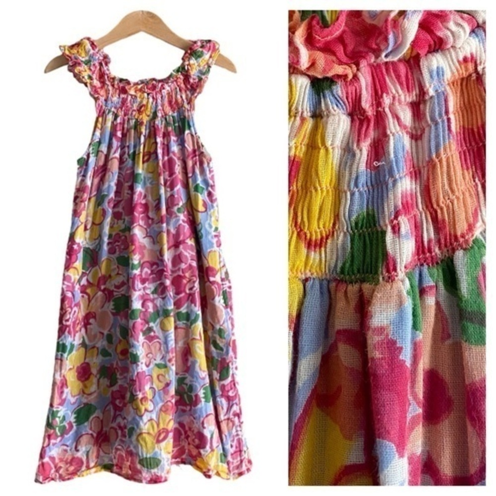 Banjanan Colorful Floral Print Smocked Dress 8